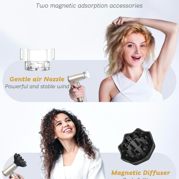 Quiet Mini Ionic Blow Dryer with Magnetic Diffuser - Picture 5 of 7